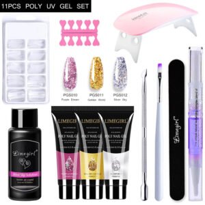 Limegirl 3 Colors 11Pcs Poly Gel Nail Extension Kit H-ZH99